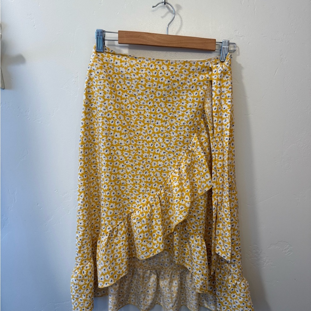 Floral Yellow Ruffle Skirt